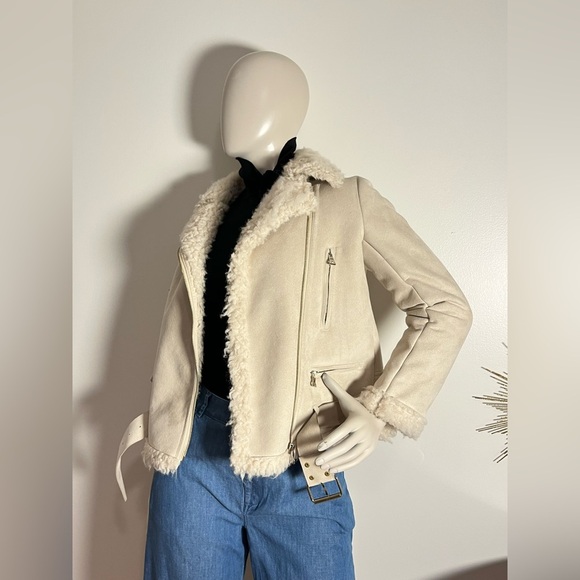 ZARA BASIC - Faux Shearling Biker Jacket M - Picture 16 of 16